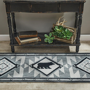 Tribal Hooked Rug Runner 2X6 Black, Gray Park Designs - The Fox Decor
